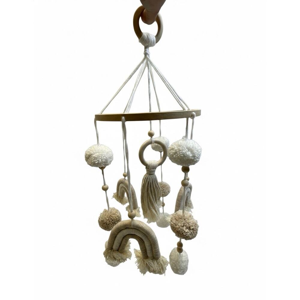Boho Infant Mobile Rainbow With Neutral Colors